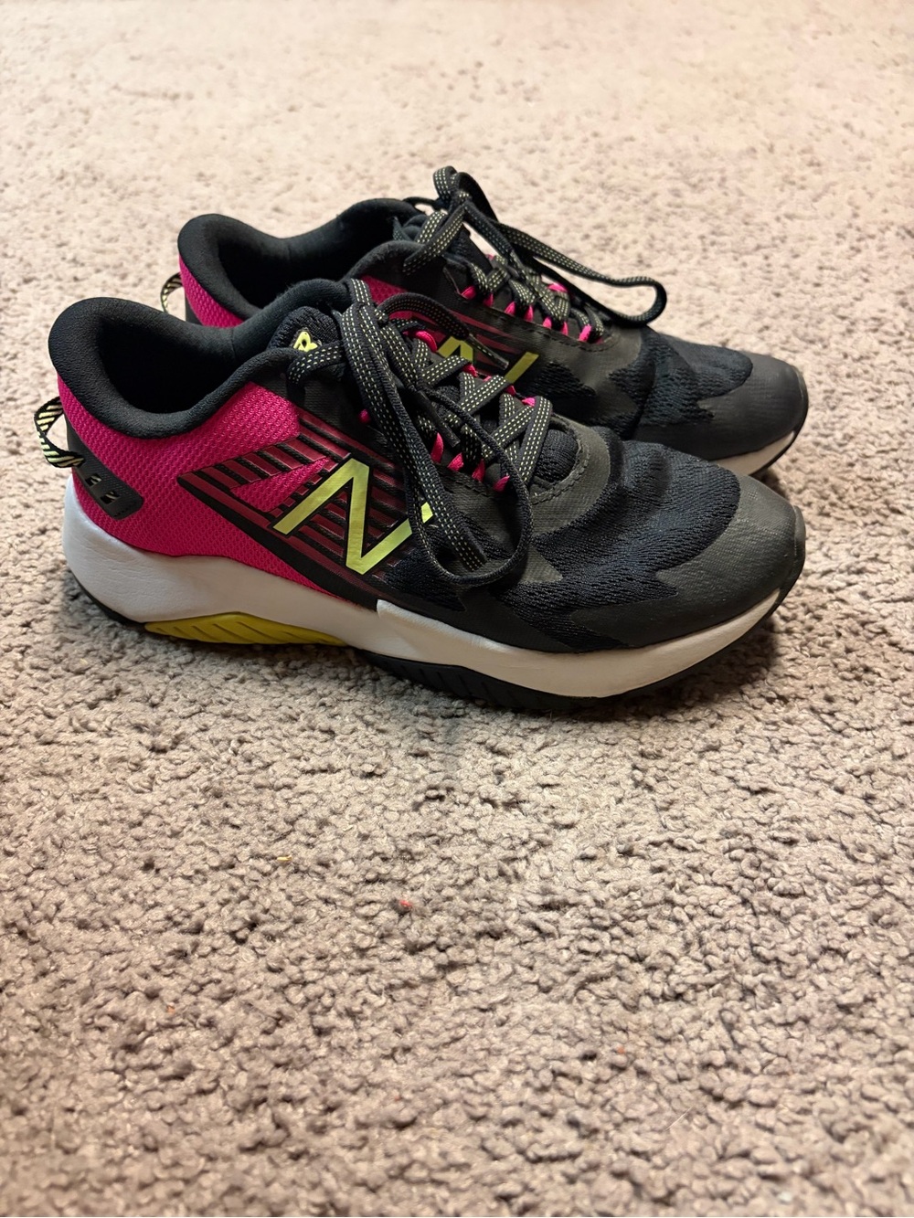 New Balance Black, Pink & Yellow Kids Sneakers